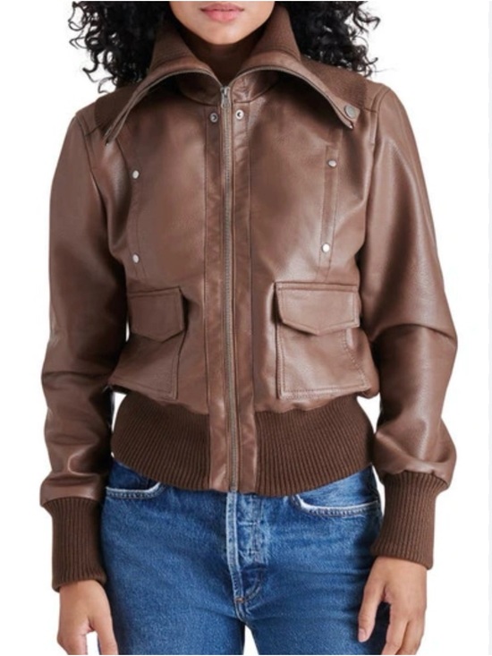 Steve Madden Jackets & Blazers - Brown Women's ther Faux Leather Bomber Jacket